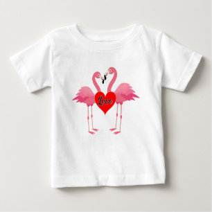 Roze Flamingo Love Design - Baby Fine Jersey T-Shi