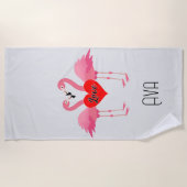 Roze Flamingo Love Design - Beach Towel Strandlaken (Voorkant)
