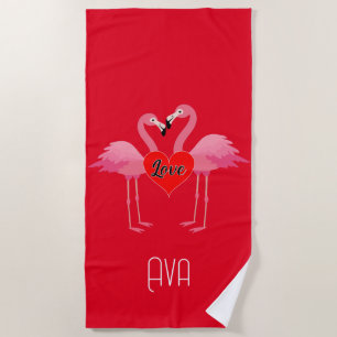 Roze Flamingo Love Design - Beach Towel Strandlaken