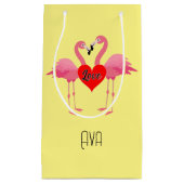 Roze Flamingo Love Design - Gift Bag - Small Klein Cadeauzakje (Voorkant)