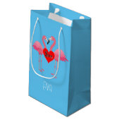 Roze Flamingo Love Design - Gift Bag - Small Klein Cadeauzakje (Achterkant Gekanteld)