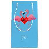 Roze Flamingo Love Design - Gift Bag - Small Klein Cadeauzakje (Voorkant)