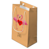 Roze Flamingo Love Design - Gift Bag - Small Klein Cadeauzakje (Achterkant Gekanteld)