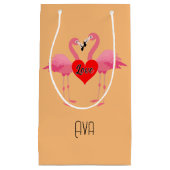 Roze Flamingo Love Design - Gift Bag - Small Klein Cadeauzakje (Voorkant)
