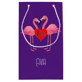Roze Flamingo Love Design - Gift Bag - Small Klein Cadeauzakje (Achterkant)