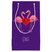 Roze Flamingo Love Design - Gift Bag - Small Klein Cadeauzakje (Voorkant)