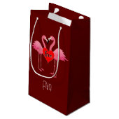 Roze Flamingo Love Design - Gift Bag - Small Klein Cadeauzakje (Achterkant Gekanteld)