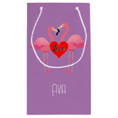 Roze Flamingo Love Design - Gift Bag - Small Klein Cadeauzakje (Achterkant)