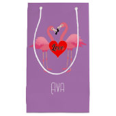 Roze Flamingo Love Design - Gift Bag - Small Klein Cadeauzakje (Voorkant)