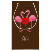 Roze Flamingo Love Design - Gift Bag - Small Klein Cadeauzakje (Achterkant)