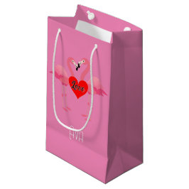 Roze Flamingo Love Design - Gift Bag - Small Klein Cadeauzakje