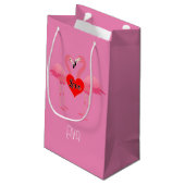 Roze Flamingo Love Design - Gift Bag - Small Klein Cadeauzakje (Achterkant Gekanteld)