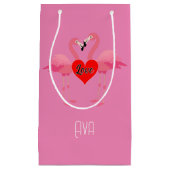 Roze Flamingo Love Design - Gift Bag - Small Klein Cadeauzakje (Voorkant)