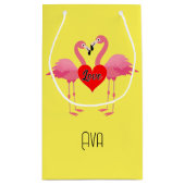 Roze Flamingo Love Design - Gift Bag - Small Klein Cadeauzakje (Achterkant)