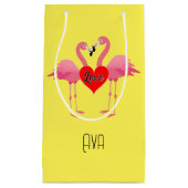 Roze Flamingo Love Design - Gift Bag - Small Klein Cadeauzakje (Voorkant)