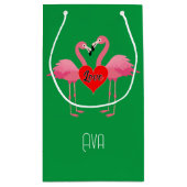 Roze Flamingo Love Design - Gift Bag - Small Klein Cadeauzakje (Achterkant)