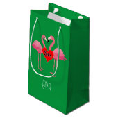 Roze Flamingo Love Design - Gift Bag - Small Klein Cadeauzakje (Achterkant Gekanteld)