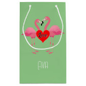 Roze Flamingo Love Design - Gift Bag - Small Klein Cadeauzakje (Achterkant)