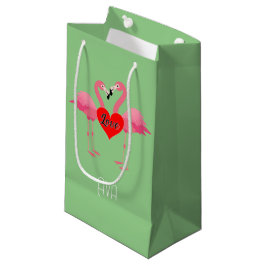 Roze Flamingo Love Design - Gift Bag - Small Klein Cadeauzakje