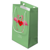 Roze Flamingo Love Design - Gift Bag - Small Klein Cadeauzakje (Achterkant Gekanteld)