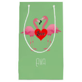 Roze Flamingo Love Design - Gift Bag - Small Klein Cadeauzakje (Voorkant)