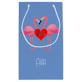 Roze Flamingo Love Design - Gift Bag - Small Klein Cadeauzakje (Achterkant)