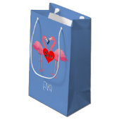 Roze Flamingo Love Design - Gift Bag - Small Klein Cadeauzakje (Achterkant Gekanteld)