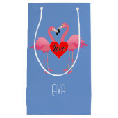 Roze Flamingo Love Design - Gift Bag - Small Klein Cadeauzakje (Voorkant)