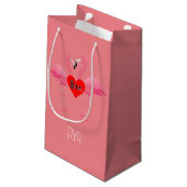 Roze Flamingo Love Design - Gift Bag - Small Klein Cadeauzakje (Achterkant Gekanteld)