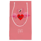 Roze Flamingo Love Design - Gift Bag - Small Klein Cadeauzakje (Voorkant)
