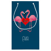 Roze Flamingo Love Design - Gift Bag - Small Klein Cadeauzakje (Achterkant)