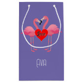 Roze Flamingo Love Design - Gift Bag - Small Klein Cadeauzakje (Achterkant)