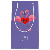 Roze Flamingo Love Design - Gift Bag - Small Klein Cadeauzakje (Voorkant)