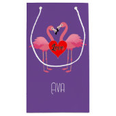 Roze Flamingo Love Design - Gift Bag - Small Klein Cadeauzakje (Achterkant)