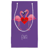 Roze Flamingo Love Design - Gift Bag - Small Klein Cadeauzakje (Voorkant)