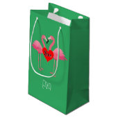 Roze Flamingo Love Design - Gift Bag - Small Klein Cadeauzakje (Achterkant Gekanteld)