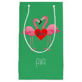 Roze Flamingo Love Design - Gift Bag - Small Klein Cadeauzakje (Voorkant)