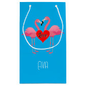 Roze Flamingo Love Design - Gift Bag - Small Klein Cadeauzakje (Achterkant)