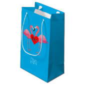 Roze Flamingo Love Design - Gift Bag - Small Klein Cadeauzakje (Achterkant Gekanteld)