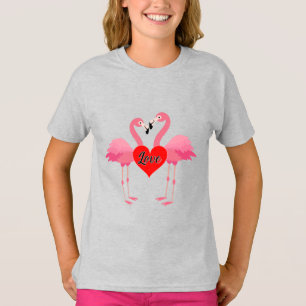 Roze Flamingo Love Design - Girls' Basic T-Shirt