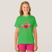 Roze Flamingo Love Design - Girls' Basic T-Shirt (Voorkant volledig)