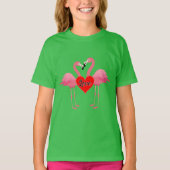 Roze Flamingo Love Design - Girls' Basic T-Shirt (Voorkant)