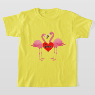 Roze Flamingo Love Design - Girls' Basic T-Shirt