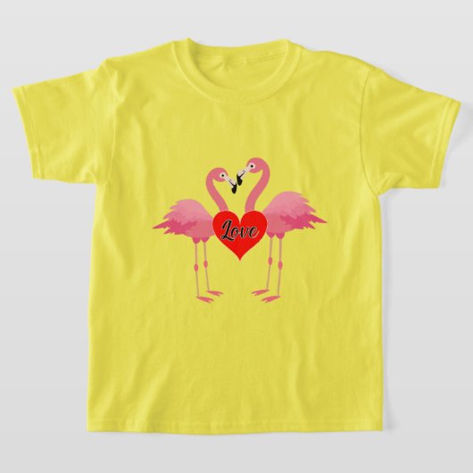 Roze Flamingo Love Design - Girls' Basic T-Shirt (Laagn)