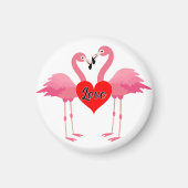 Roze Flamingo Love Design - Magnet: Cirkel Magneet (Voorkant)