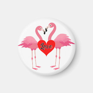 Roze Flamingo Love Design - Magnet: Cirkel Magneet