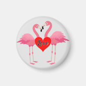Roze Flamingo Love Design - Magnet: Cirkel Magnet (Voorkant)