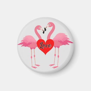 Roze Flamingo Love Design - Magnet: Cirkel Magnet
