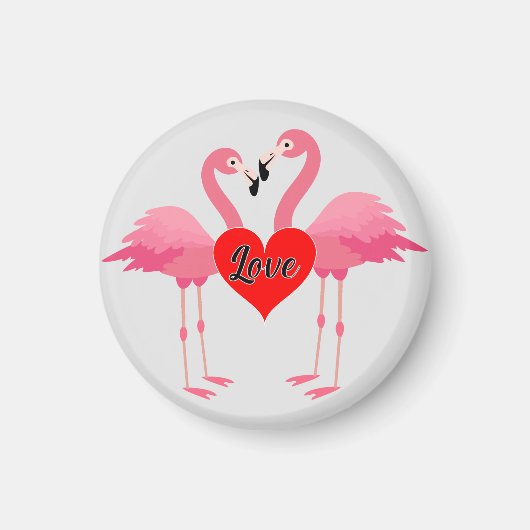 Roze Flamingo Love Design - Magnet: Cirkel Magnet (Voorkant)