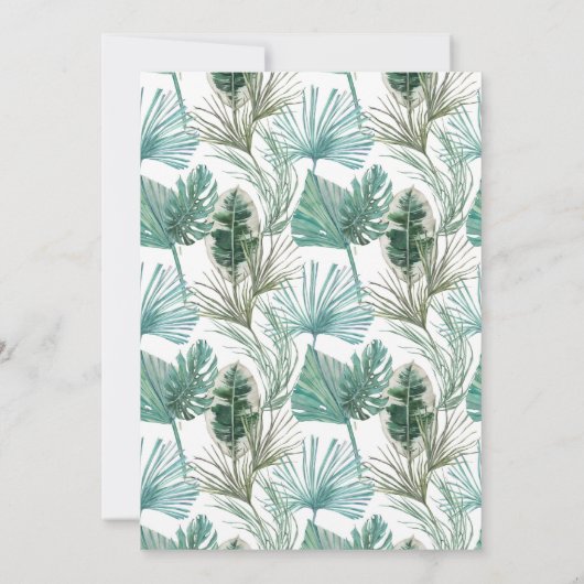 Roze flamingo Love Heart Tropical Floral Wedding Kaart (Achterkant)